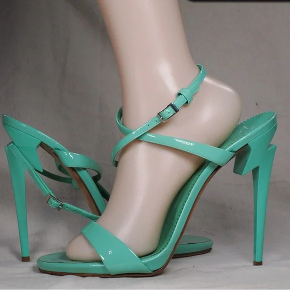 Giuseppe Zanotti Turquoise Patent Leather Arrow Stiletto Heels - Picture 2 of 16